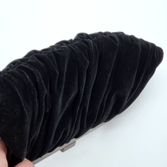 Vintage Y2K Convertible Evening Bag Elegant Chic Black Velvet Clutch Party Event - Picture 4 of 12